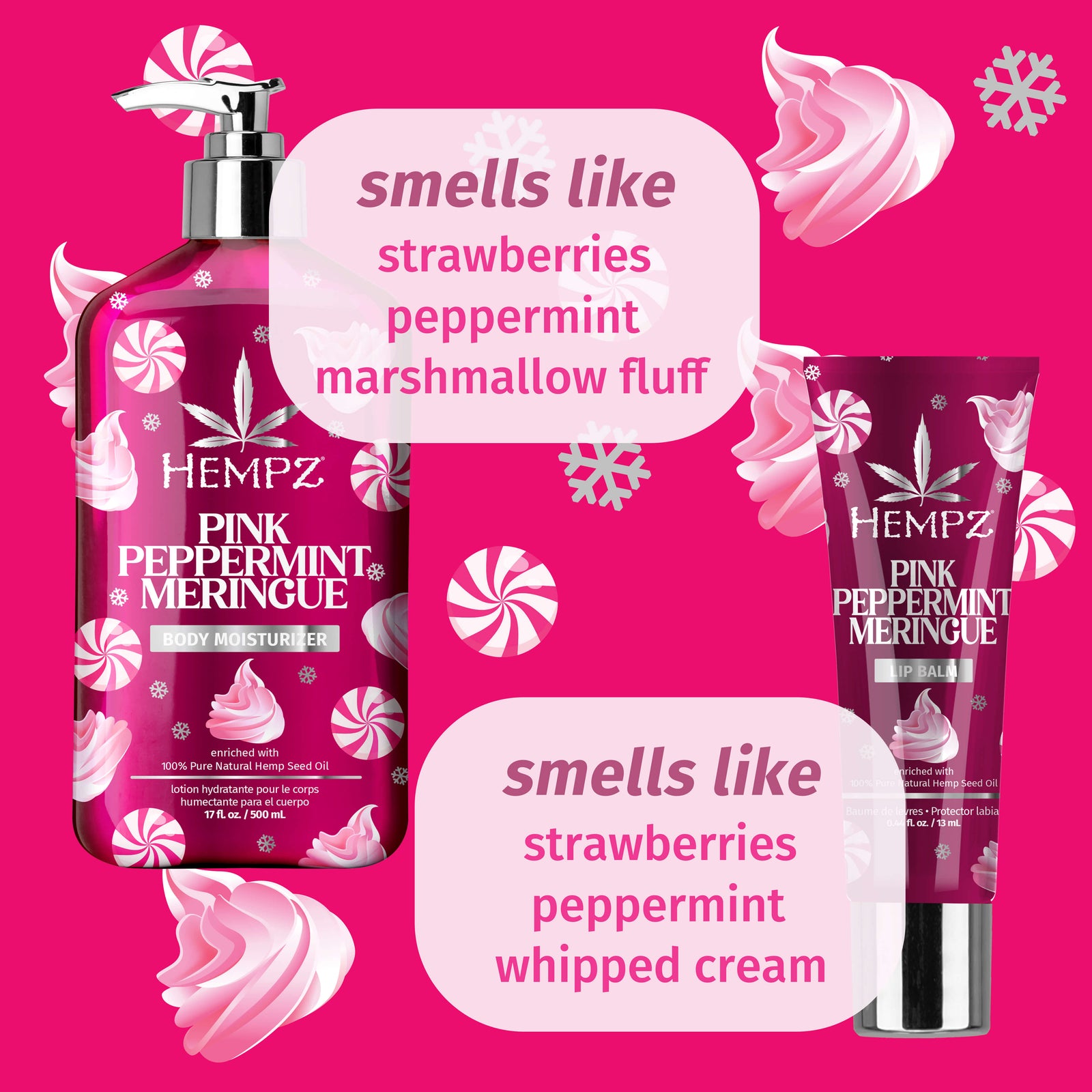 Hempz Pink Peppermint Meringue Body Moisturizing Lotion & Lip