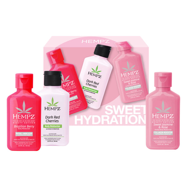 Hempz Sweet Hydration Mini Lotion Trio Set on white background