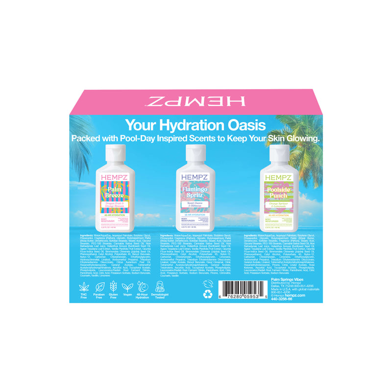 Hempz Palm Springs Vibes Mini Set on white background, REAR