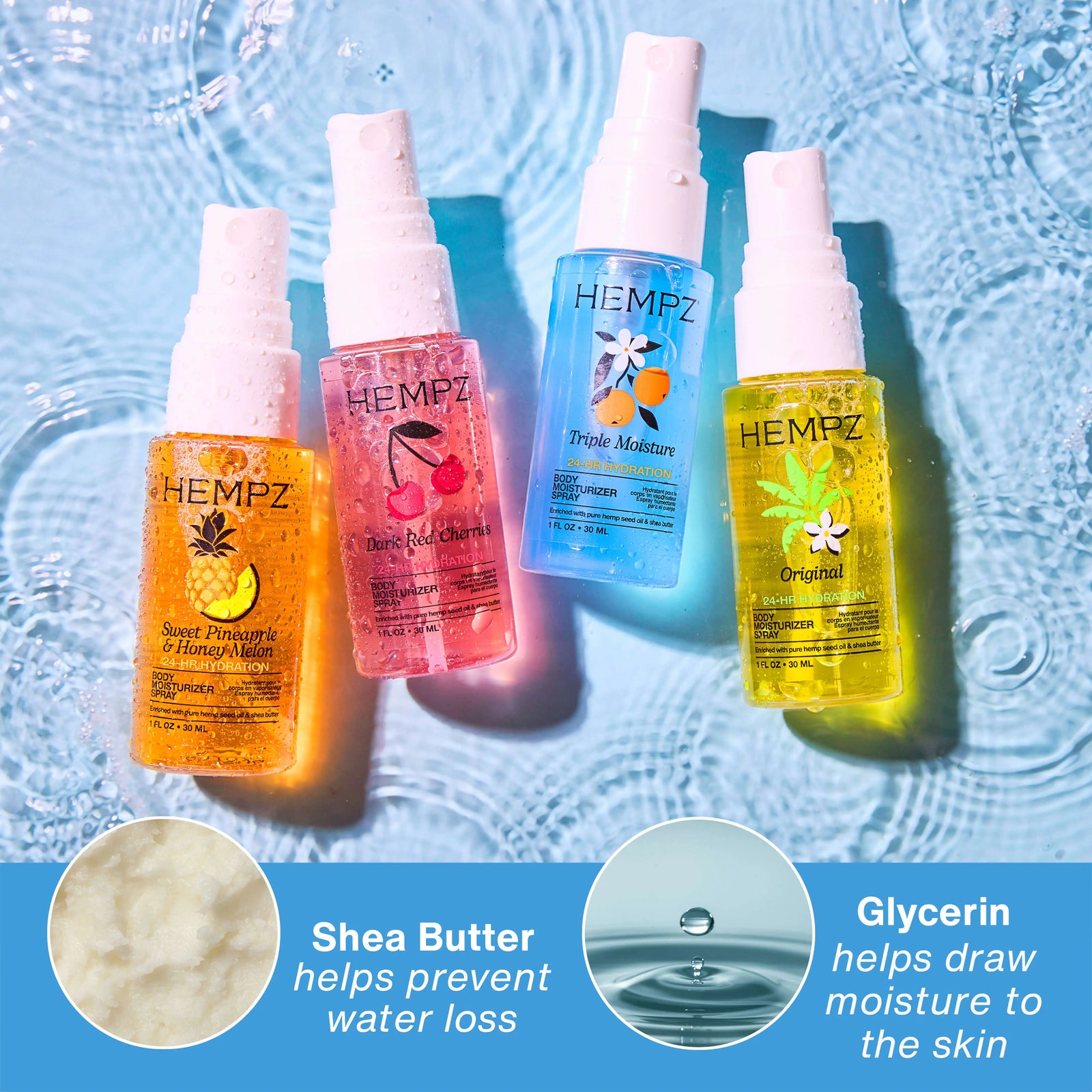 Sweet Shamppoo & Moisture Pack セット Hempz Sweet Hydration Mini Moisturizing Body Fragrance Spray Kit