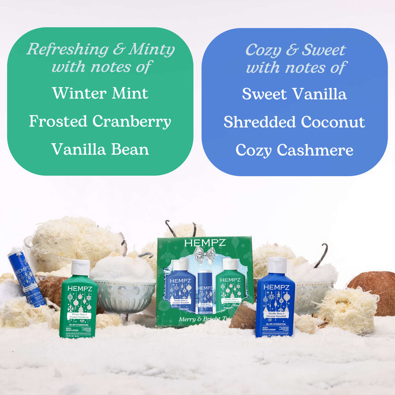 Merry & Bright Mini Moisturizing Holiday Body Lotions & Lip Balm Gift