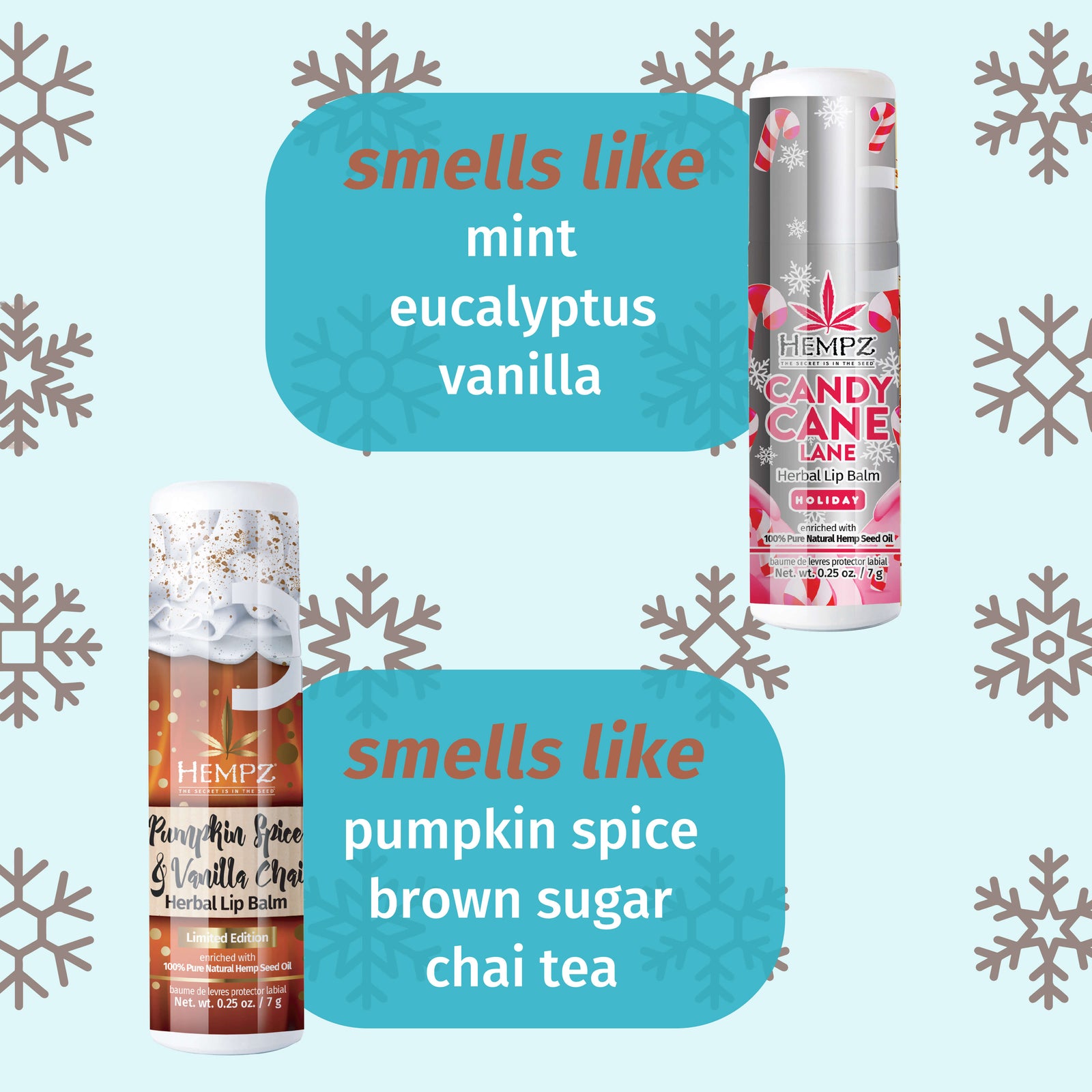 Hempz Pumpkin Spice & Vanilla Chai and Candy Cane Lane Lip