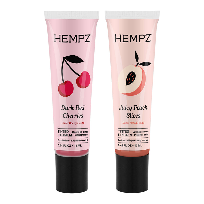 Hempz Dark Red Cherries & Juicy Peach Slices Lip Balms