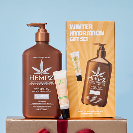 Hempz Winter Hydration Gift Set with Full-Size Vanilla Lux Lotion and Whipped Vanilla Lip Balm
