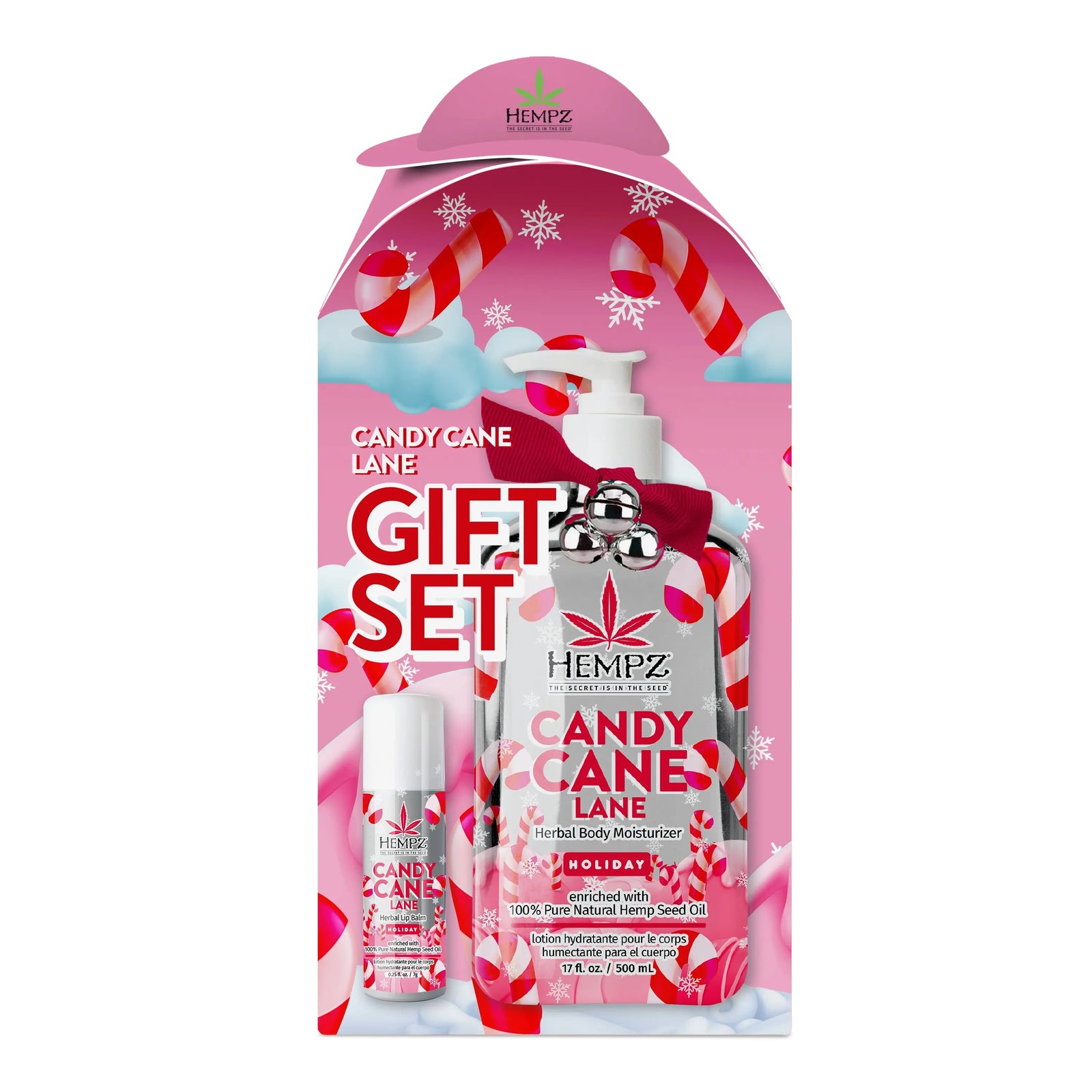Hempz Candy Cane Lane Lotion & Candy Cane Lane Herbal Lip Balm Set