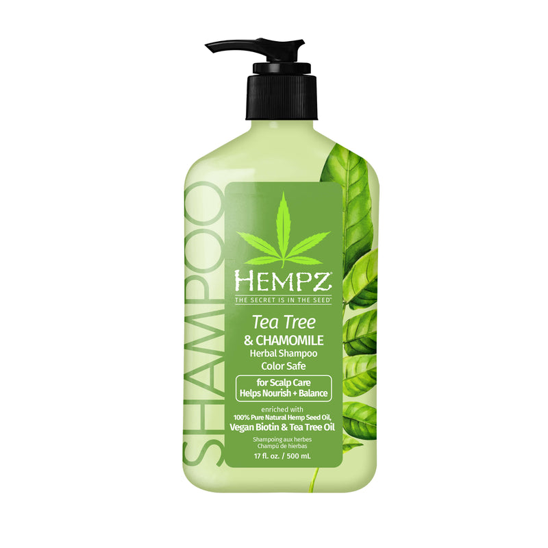 Hempz 17-Ounce Tea Tree & Chamomile Herbal Shampoo with Vegan Biotin & Tea Tree Oil for Scalp Care