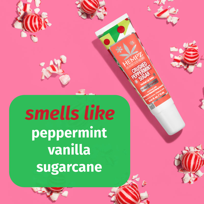 Hempz Crushed Peppermint Sugar Lip Balm with notes of sugar and vanilla