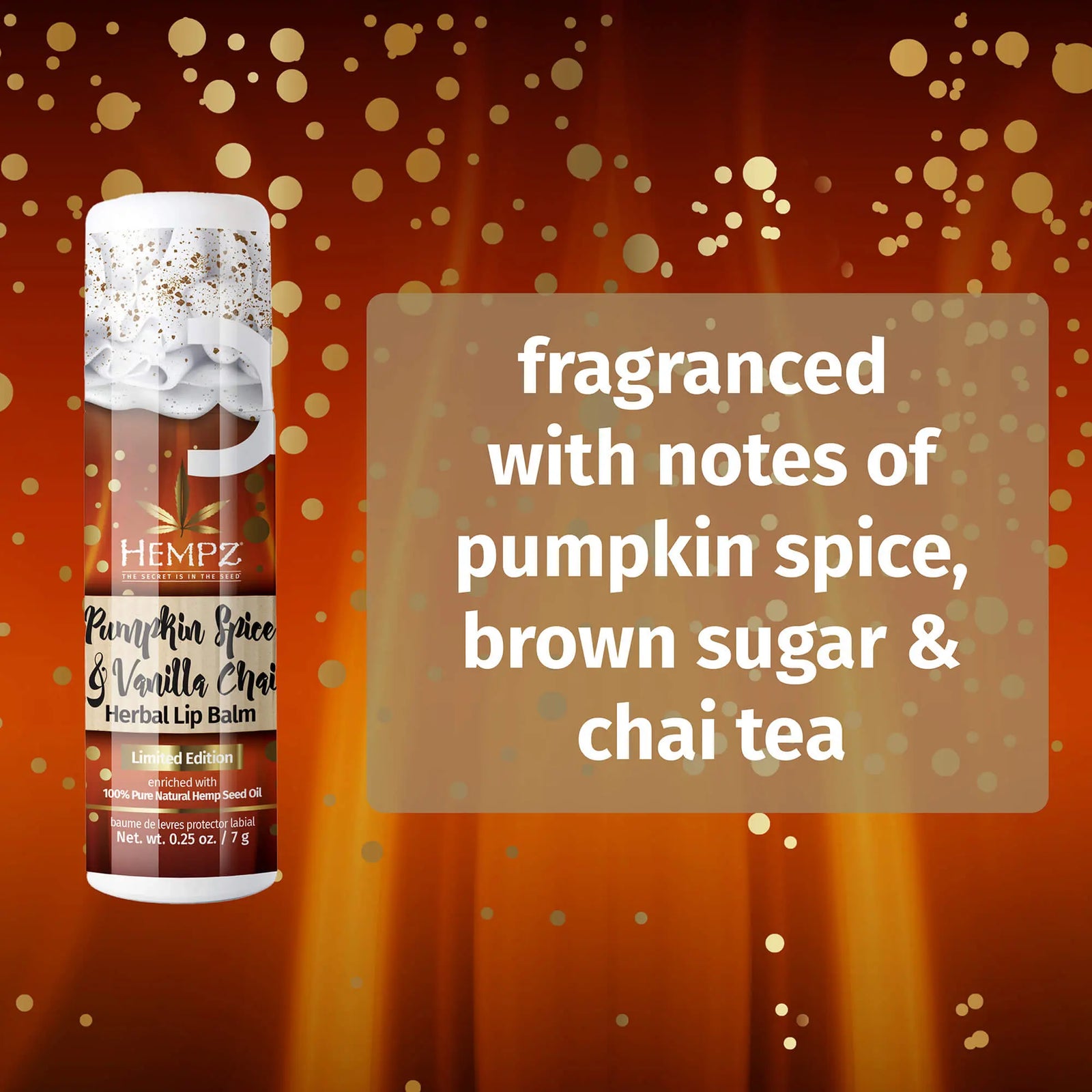 Hempz Pumpkin Spice & Vanilla Chai Herbal Lip Balm for Dry and