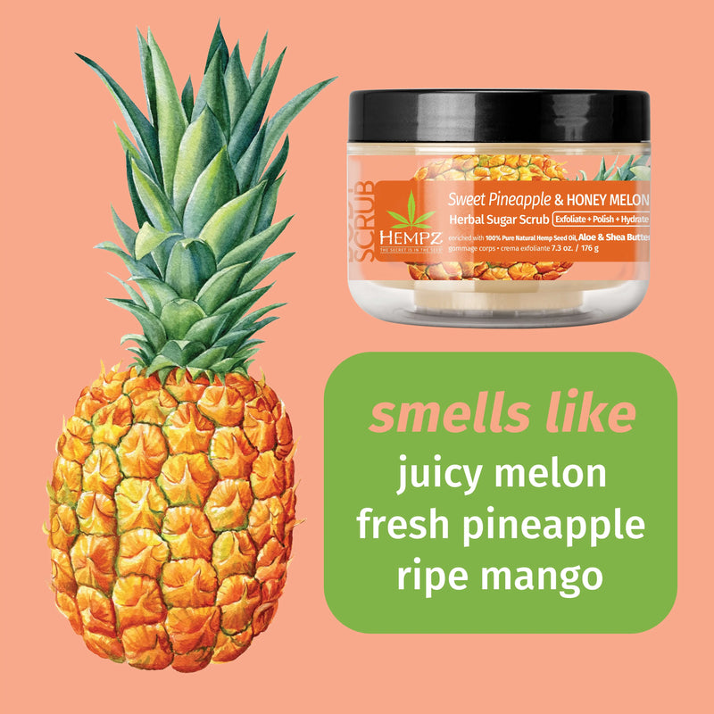 Hempz Sweet Pineapple Body Scrub with notes of fresh mango and pineapple