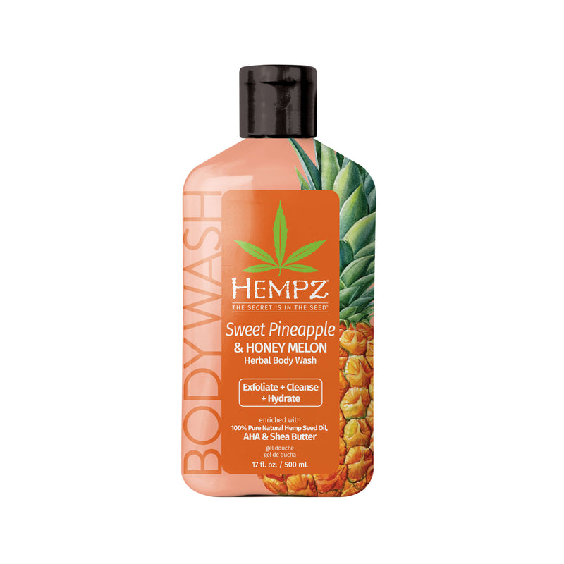 Hempz Sweet Pineapple & Honey Melon Herbal Body Wash to Exfoliate, Cleanse & Hydrate