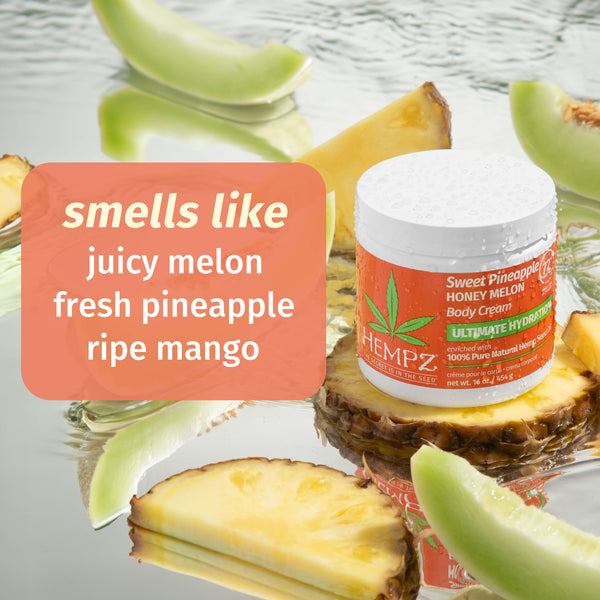 Hempz Sweet Pineapple and Honey Melon Body Cream with notes of ripe mango and juicy pineapple