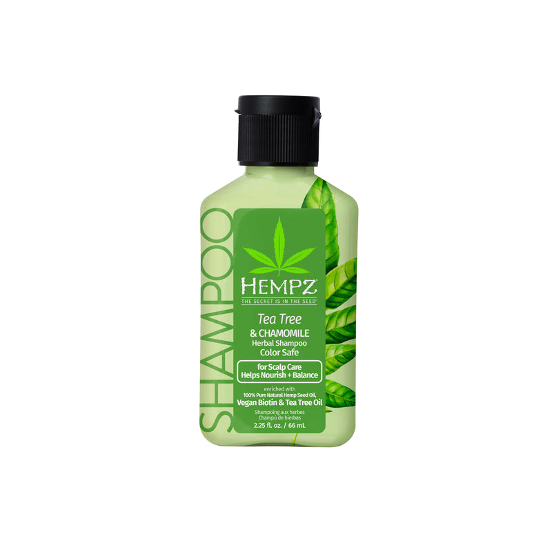 Hempz Travel-Size Tea Tree & Chamomile Herbal Shampoo with Vegan Biotin & Tea Tree Oil for Scalp Care