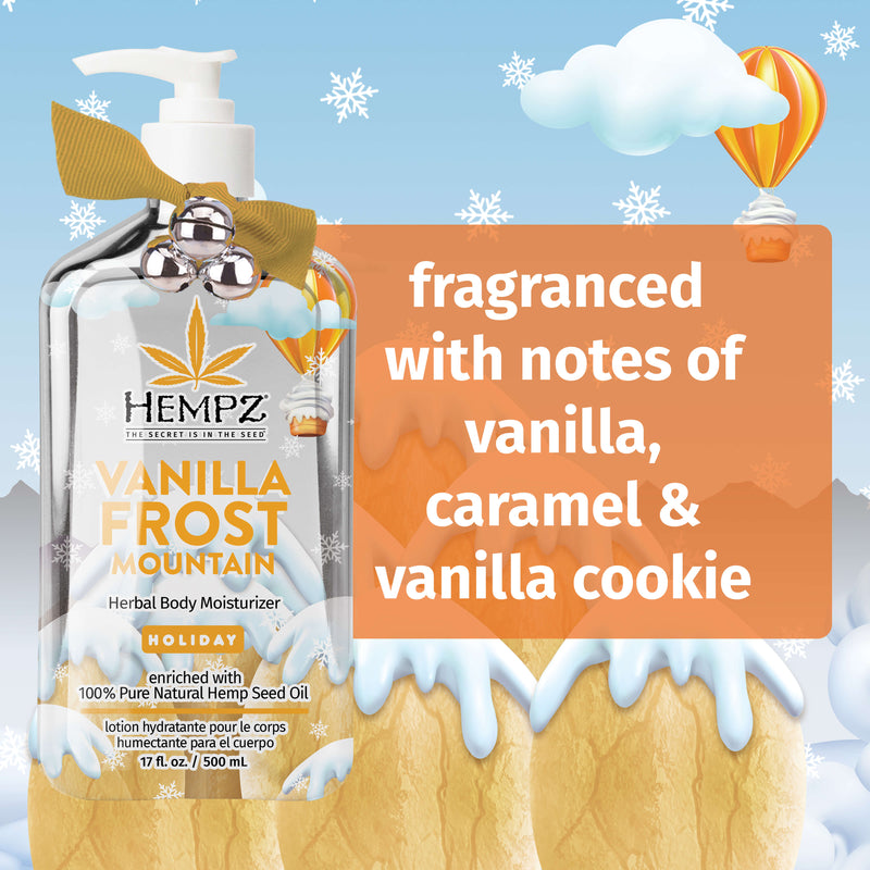 Notes of vanilla caramel vanilla cookie Vanilla Frost Mountain Lotion