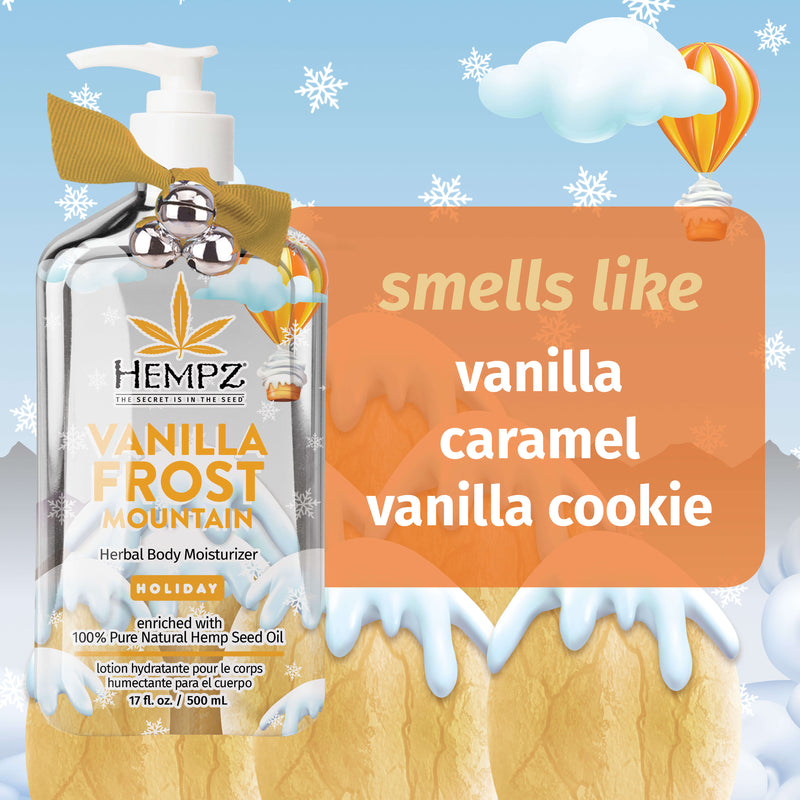 Notes of vanilla caramel vanilla cookie Vanilla Frost Mountain Lotion