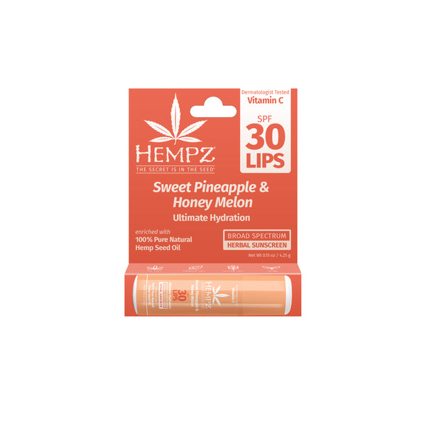 Hempz Sweet Pineapple & Honey Melon Ultimate Hydration Lip Balm with SPF 30 in box