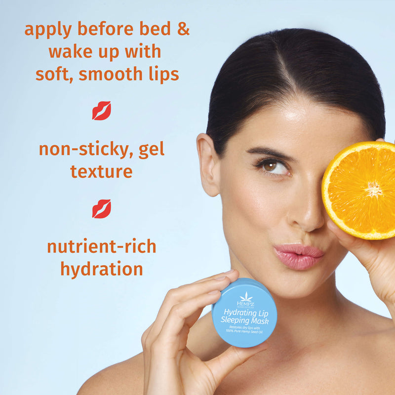 Use Hempz Triple Moisture Fresh Citrus Hydrating Lip Sleeping Mask before bed and wake up to soft, smooth lips