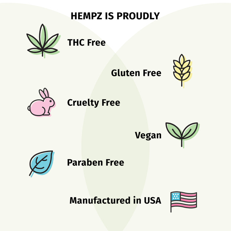 Hempz is proudly THC free, gluten free, cruelty free, vegan, paraben free, and Manufactured in USA