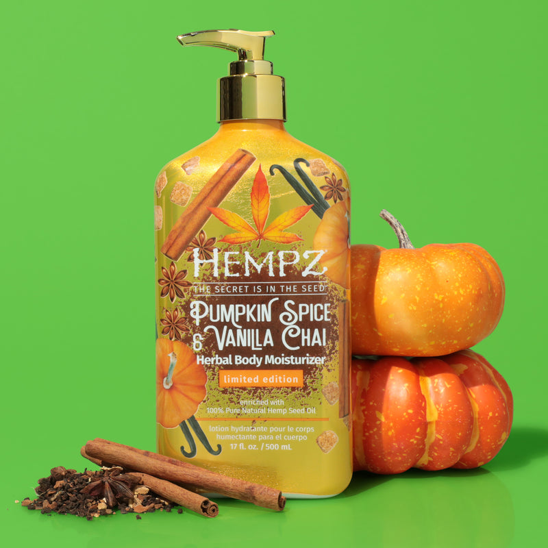 Hempz Pumpkin Spice & Vanilla Chai Herbal Body Moisturizing Lotion for Dry Skin