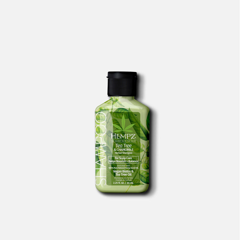 Hempz Travel-Size Tea Tree & Chamomile Herbal Shampoo with Vegan Biotin for Scalp Care