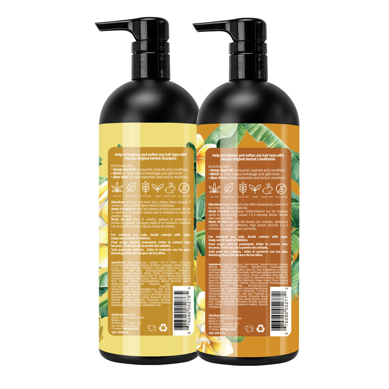 Hempz Original Floral Banana Shampoo & Conditioner Set with Vegan Biotin for All Hair Types, Back