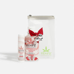 Hempz All is Bright Peppermint Vanilla Swirl Lip Balm, Travel-Size Moisturizer & Bag Set
