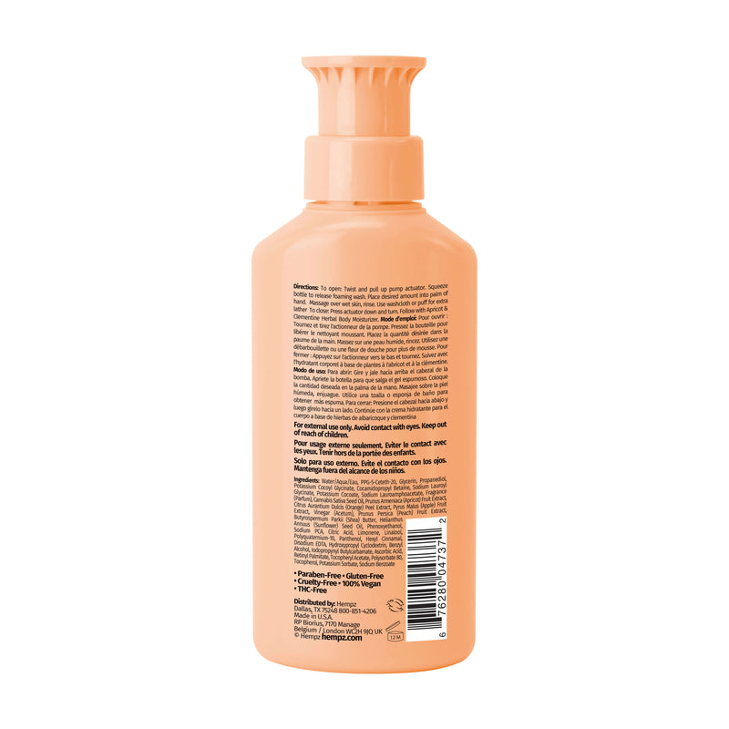 Hempz Apricot & Clementine Smoothing Herbal Foaming Body Wash, Back