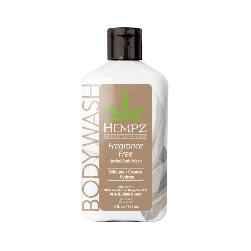 Hempz Fragrance Free Herbal Body Wash to Exfoliate, Cleanse & Hydrate