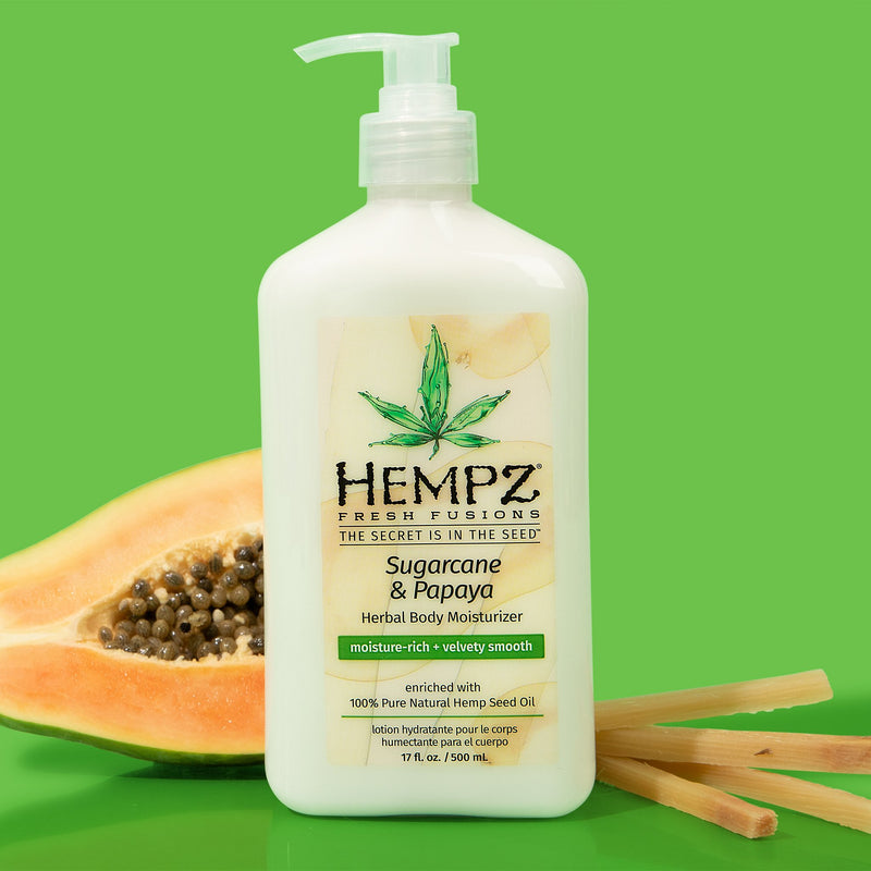 Papaya and Sugarcane with Hempz Fresh Fusions Sugarcane & Papaya Herbal Body Moisturizer