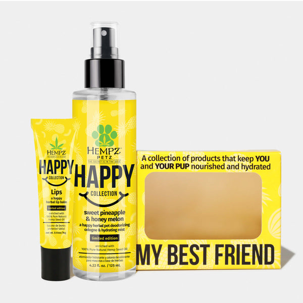 Hempz My Best Friend Petz Sweet Pineapple & Honey Melon Deodorizing & Hydrating Herbal Mist & Happy Lip Balm Set