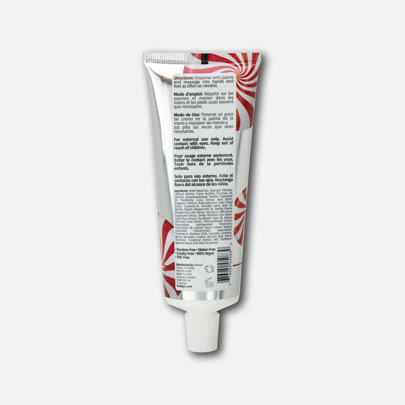 Hempz Peppermint Vanilla Swirl Herbal Hand & Foot Creme Holiday Lotion for Dry Skin, Front