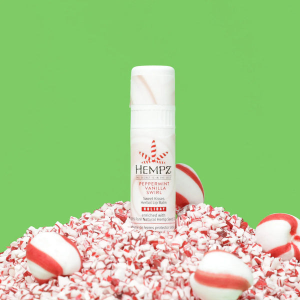 Hempz Peppermint Vanilla Swirl Sweet Kisses Herbal Lip Balm for Dry & Chapped Lips