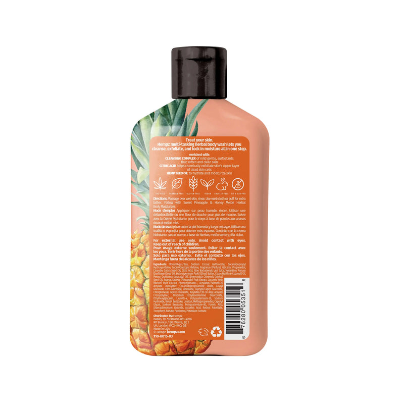  Hempz Body Wash - Sweet Pineapple & Honey Melon - Hydrating  for Sensitive Skin, Scented, Exfoliating with Shea Butter, Pure Hemp Seed  Oil, and Algae for Sensitive Skin - 17