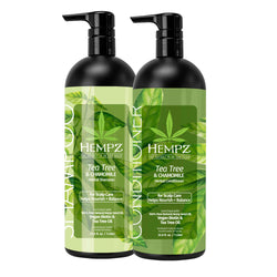 Hempz Tea Tree & Chamomile Herbal Shampoo & Conditioner Set with Vegan Biotin & Tea Tree Oil for Scalp Care