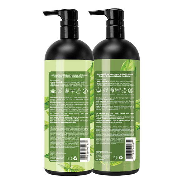 Hempz Tea Tree & Chamomile Herbal Shampoo & Conditioner Set with Vegan Biotin & Tea Tree Oil for Scalp Care, Back