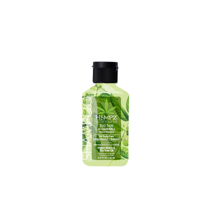 Hempz Travel-Size Tea Tree & Chamomile Herbal Shampoo with Vegan Biotin & Tea Tree Oil for Scalp Care