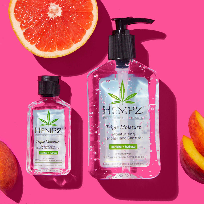 Hempz Triple Moisture Moisturizing Herbal Hand Sanitizer with peach and grapeftui