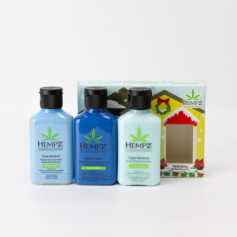 Hempz Triple Moisture Shampoo, Conditioner & Moisturizer Gift Set