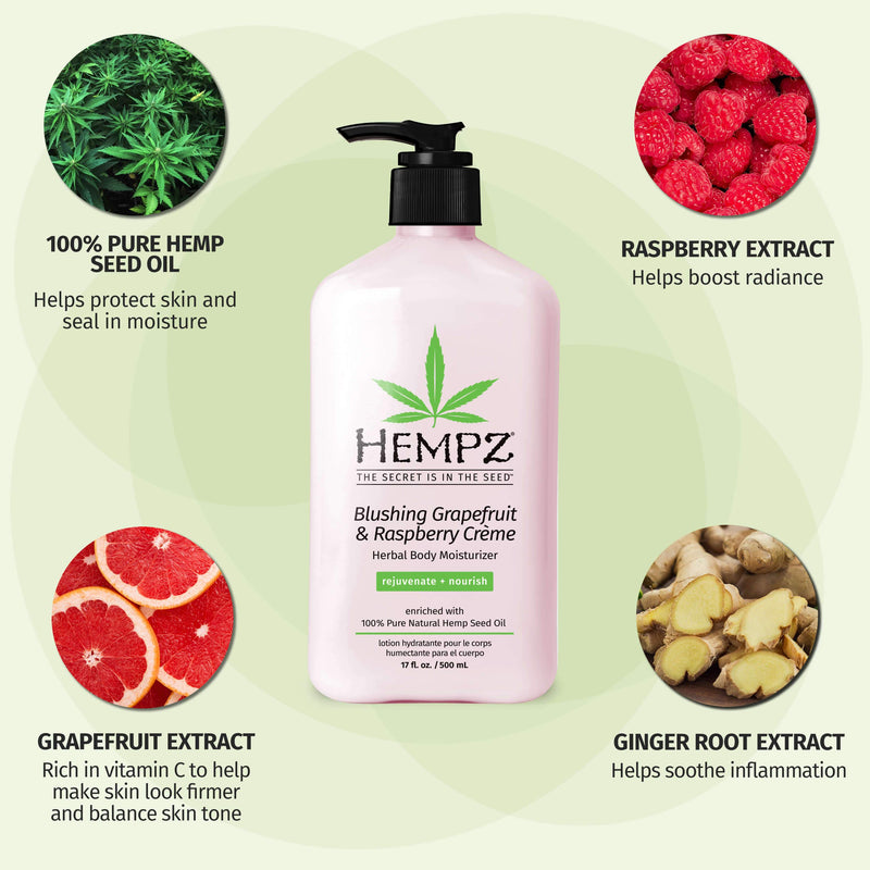 Hempz Blushing Grapefruit & Raspberry Creme Moisturizing Body Lotion for Dry Skin