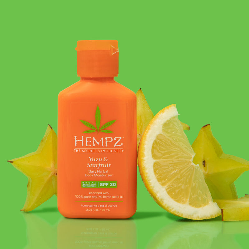 Hempz Travel-Size Daily SPF Yuzu & Starfruit Herbal Body Moisturizer Lotion with SPF 30 Broad-Spectrum Sunscreen