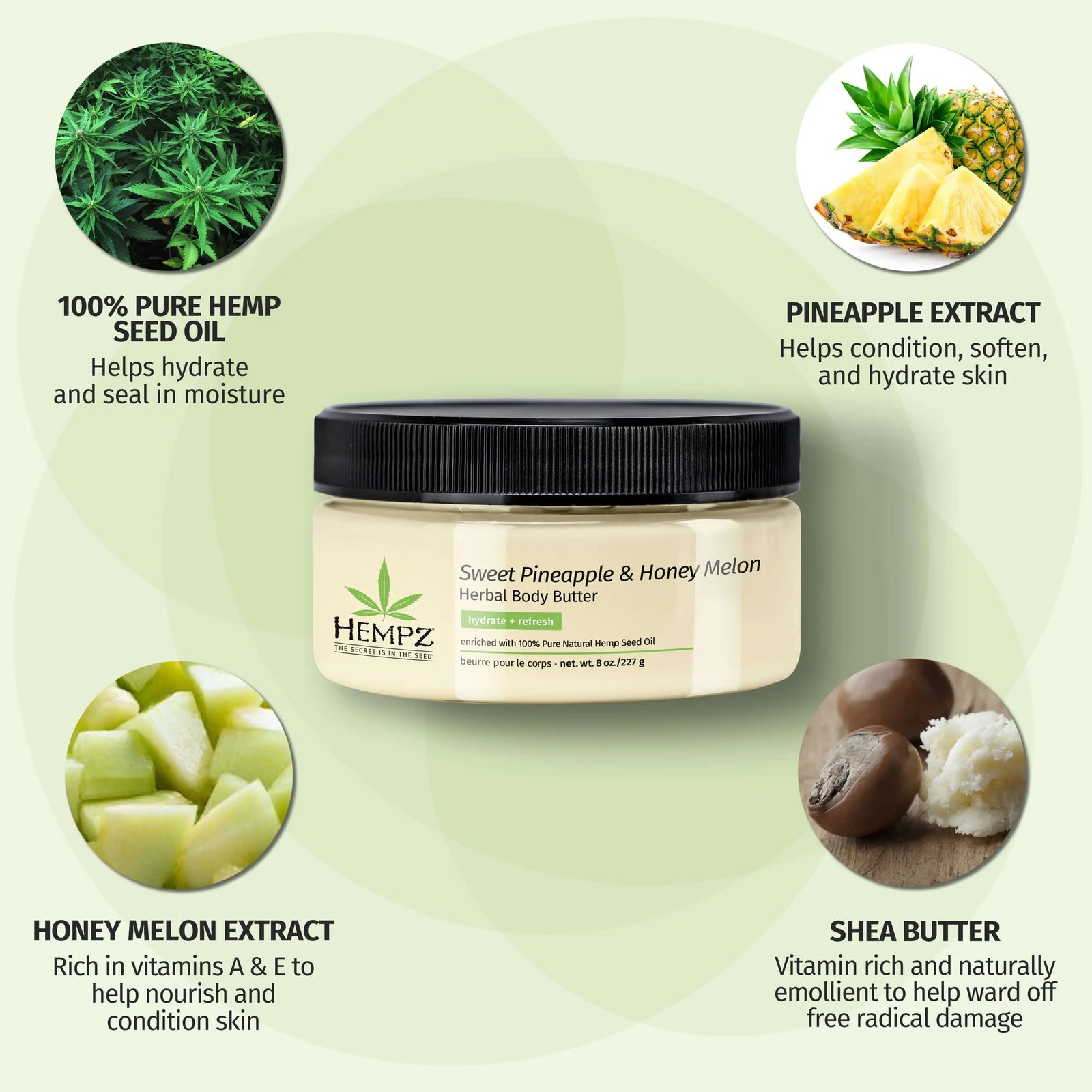 HEMPZ Sweet Pineapple Herbal Body Butter (8oz) HEMPZ Sweet Pineapple Herbal Body Butter (8oz)