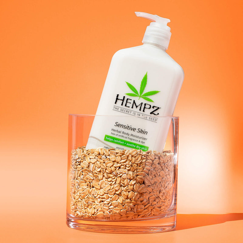 Hempz Sensitive Skin Herbal Body Moisturizing Lotion with our exclusive oatmeal complex for sensitive skin